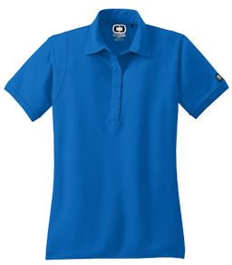 Sample of OGIO Jewel Polo in Electric Blue from side front