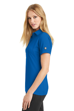 Sample of OGIO Jewel Polo in Electric Blue from side sleeveleft