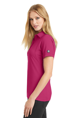 Sample of OGIO Jewel Polo in Pink Crush from side sleeveleft