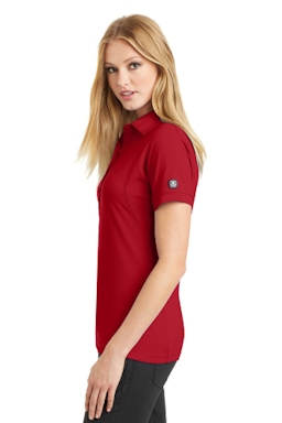 Sample of OGIO Jewel Polo in Signal Red from side sleeveleft