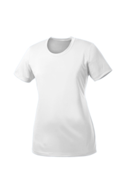 Sample of Port & Company Ladies Essential Performance Tee in White from side front