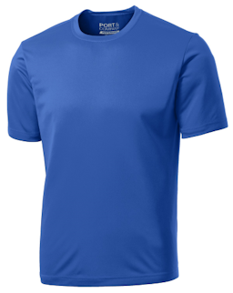 Sample of Port & Company Essential Performance Tee in Royal from side front