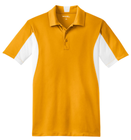 Sample of Sport-Tek Side Blocked Micropique Sport-Wick Polo in Gold White from side front