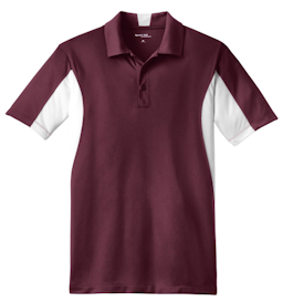 Sample of Sport-Tek Side Blocked Micropique Sport-Wick Polo in Maroon White from side front